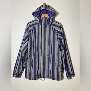 BURTON SNOWBOARDS Men's 3 in 1 Ski Jacket Size: M Purple Striped Hood